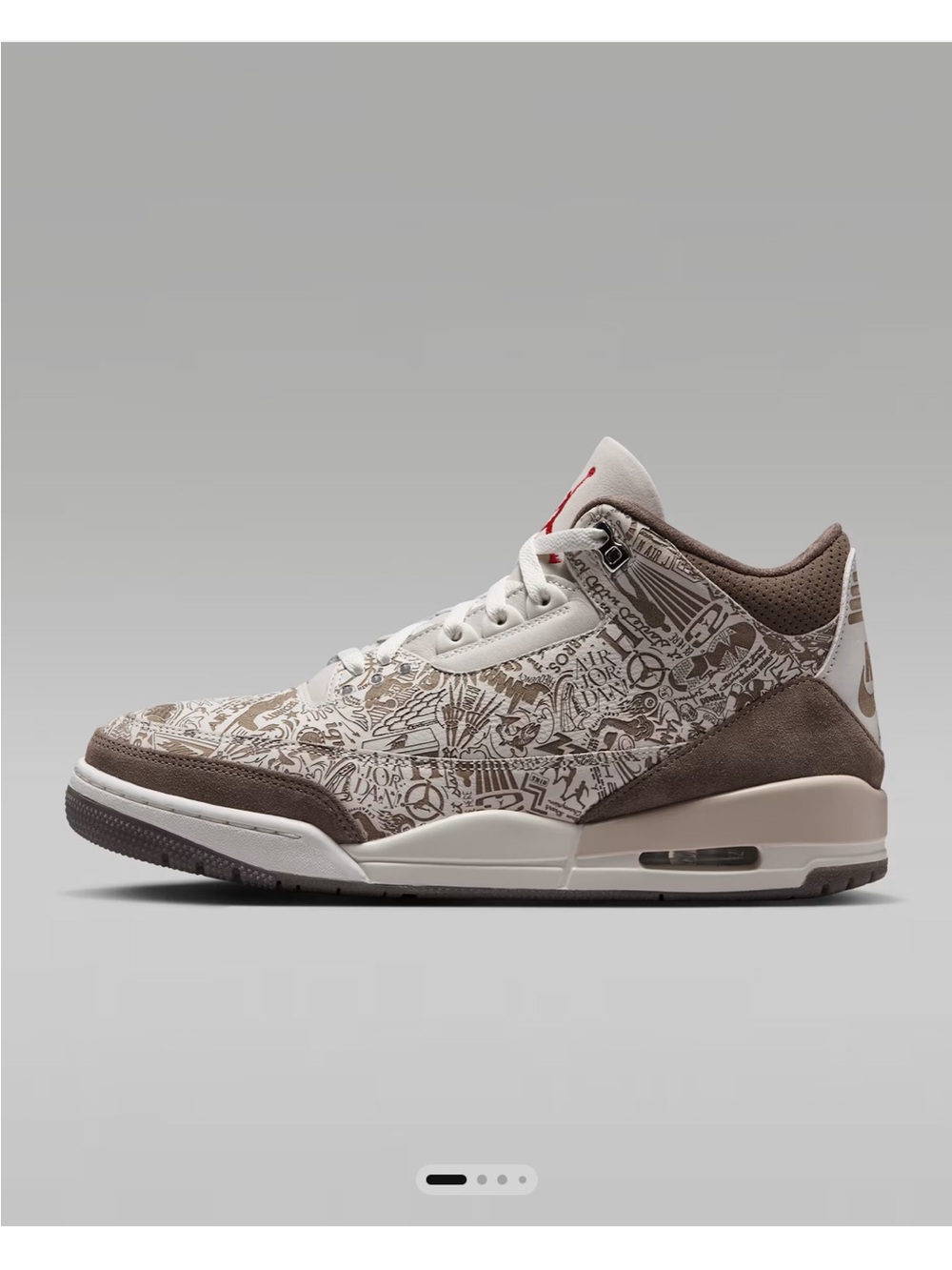 Jordan Retro Low-Top Sneaker in Brown and White with Red Accents